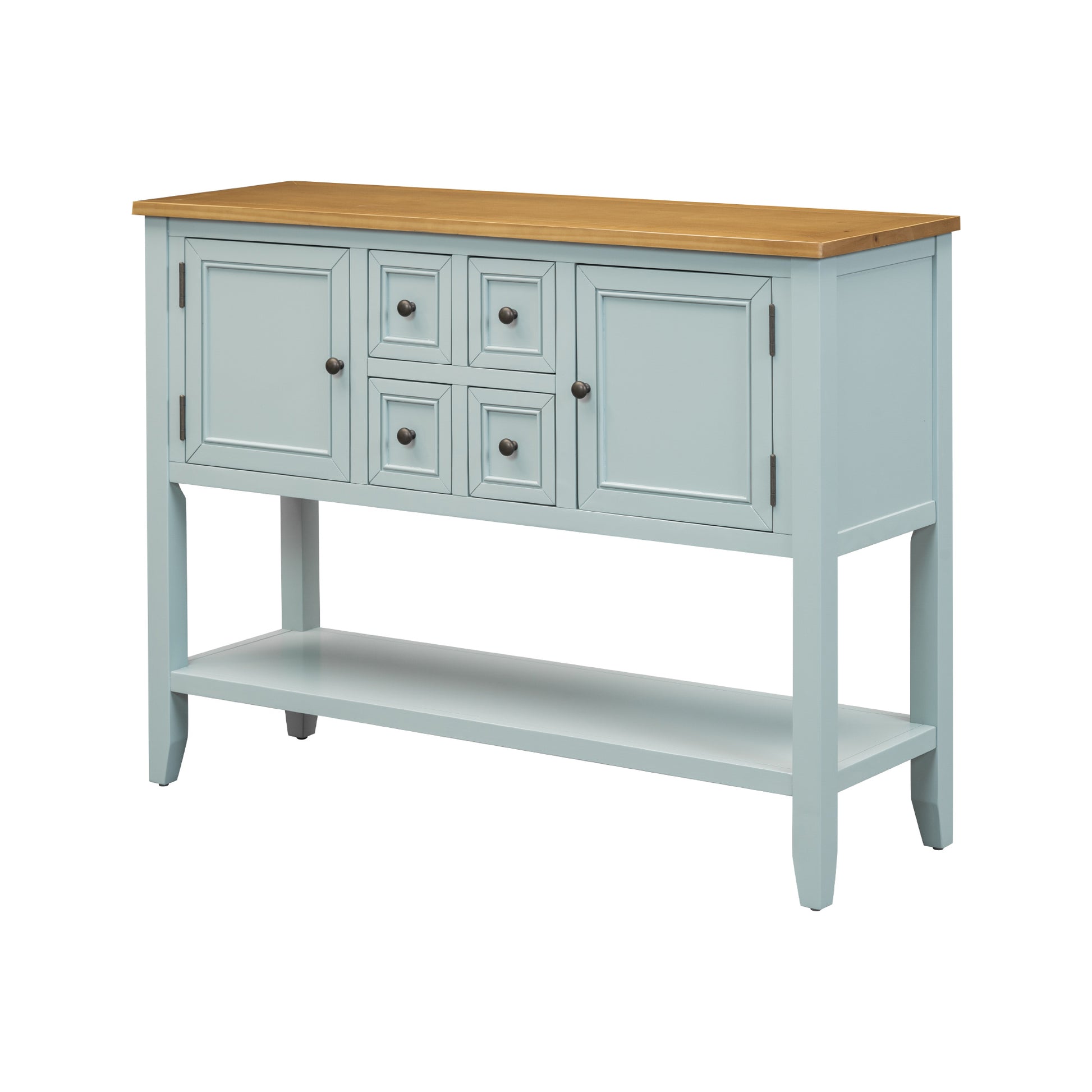 Cambridge Series Large Storage Vintage Console Table With Four Small Drawers And Bottom Shelf For Living Rooms, Entrances And Kitchens Lime White, Old Sku: Wf190263Aak Lime White Solid Wood Mdf