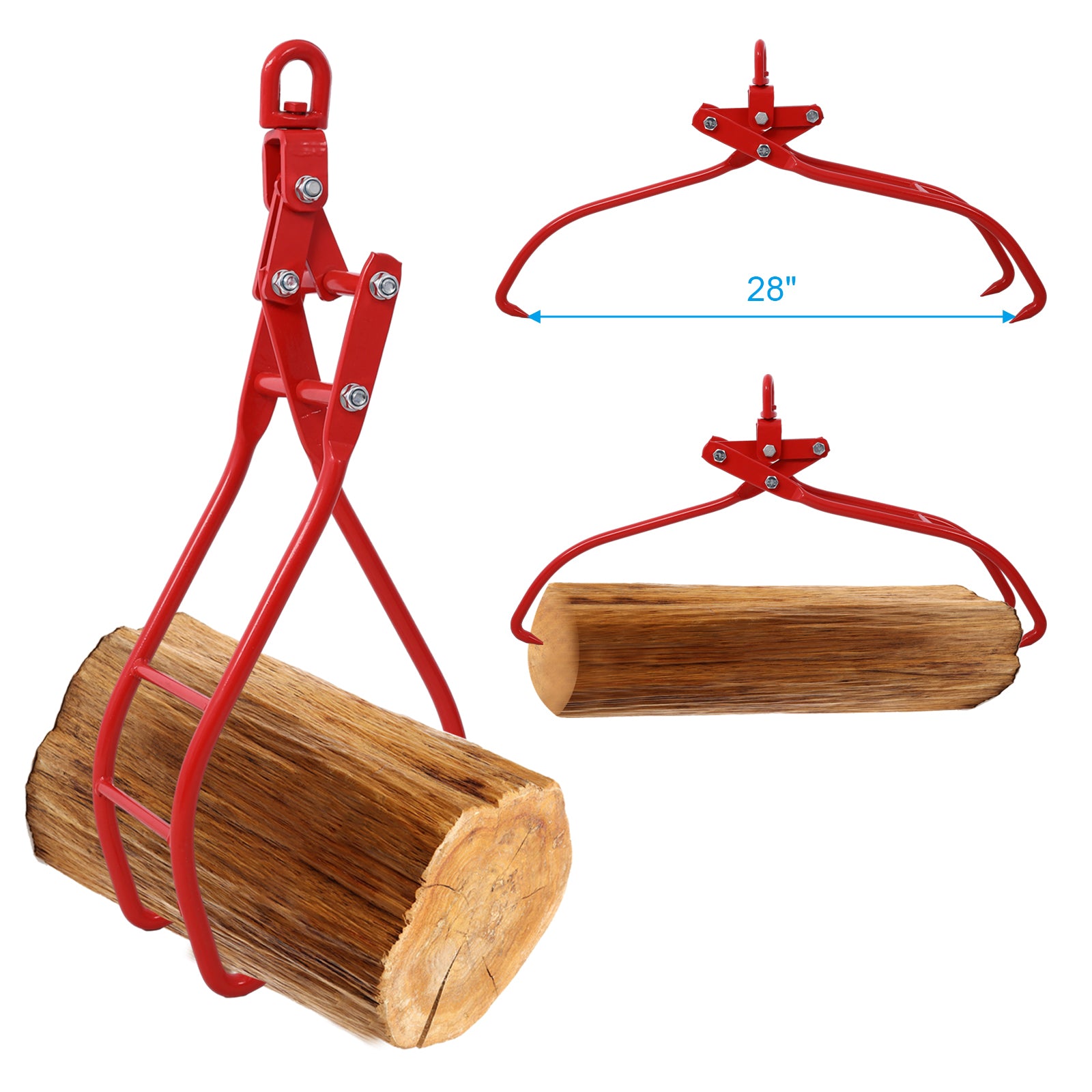 28In 3 Claw Log Grapple For Logging Tongs, Eagle Claws Design Log Lifting Tongs Log Grabs, Timber Lifting Tongs For Truck, Atv, Tractor And Skidder Red Steel