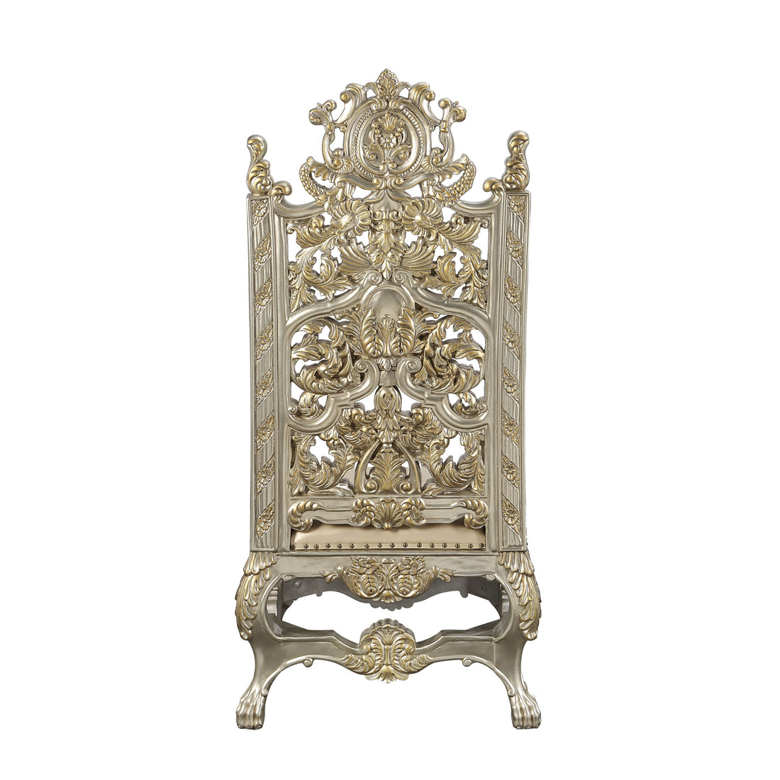 Danae Side Chair Set 2 Pu, Champagne & Gold Finish Dn01198 Gold Solid Wood Mdf