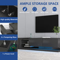 Tv Console With Storage Cabinets, Full Rgb Color 31 Modes Changing Lights Remote Rgb Led Tv Stand, Modern Entertainment Center Black, For 75 Inches Tv Black Primary Living Space 75 Inches Modern 75 Inches Particle Board Particle Board