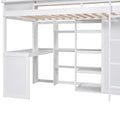 Wood Twin Size Loft Bed With Multiple Storage Shelves And Wardrobe, White Box Spring Not Required Twin White Wood Bedroom Solid Wood Mdf