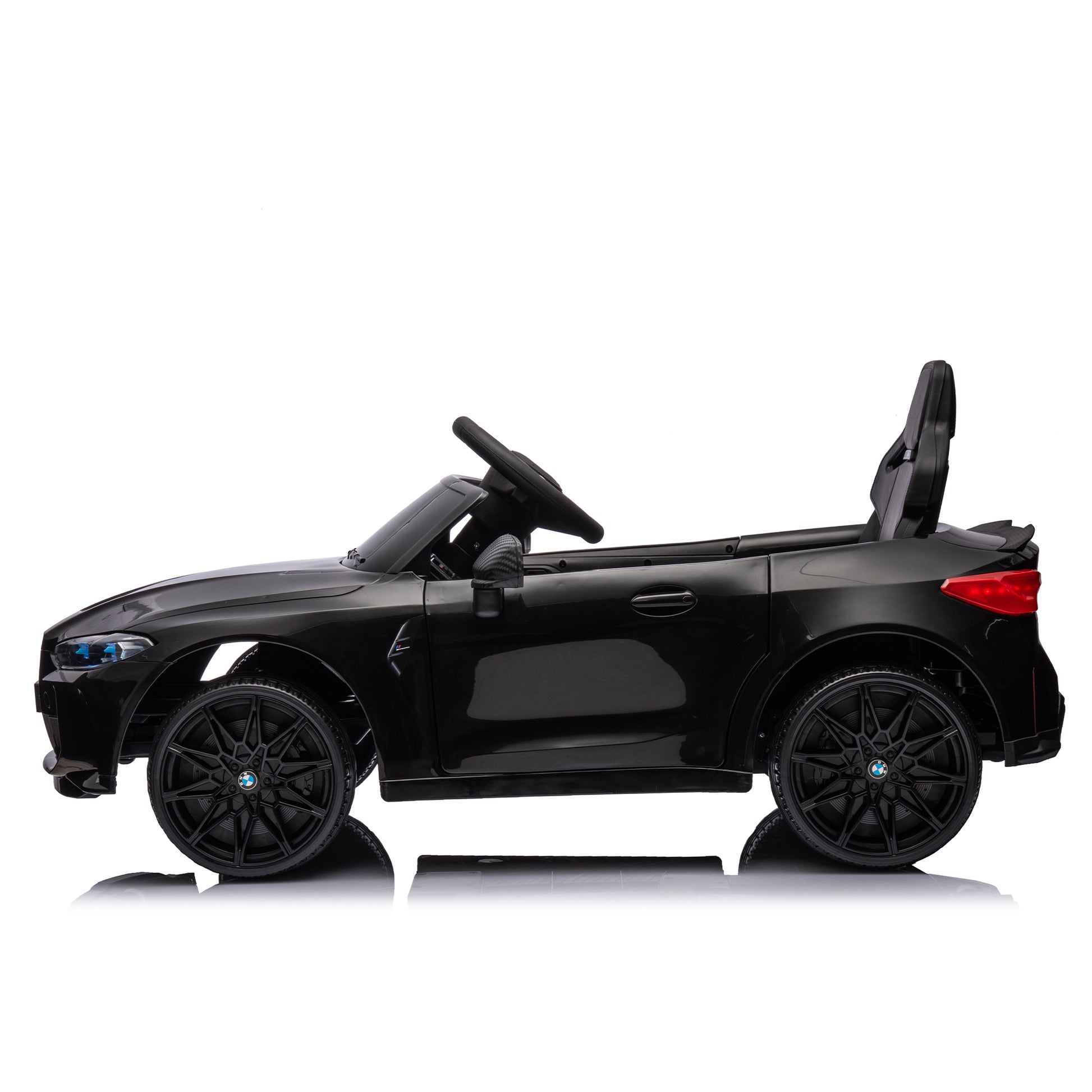 Bmw M4 12V Kids Ride On Toy Car 2.4G W Parents Remote Control,Three Speed Adjustable,Power Display, Usb,Mp3 ,Bluetooth,Led Light,Story,A Handle With Wheels And A Pull, Easy To Carry Black Polyethylene