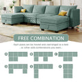 Modern Large U Shape Modular Sectional Sofa, Convertible Sofa Bed With Reversible Chaise For Living Room, Storage Seat Light Green Linen