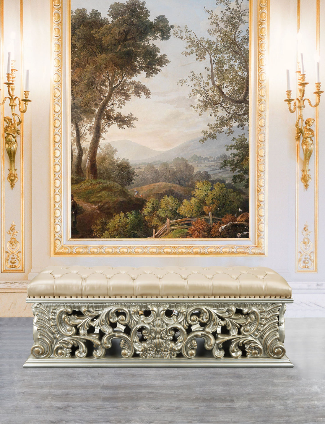 Sorina Bench Antique Gold Finish Bd01246 Gold Mdf