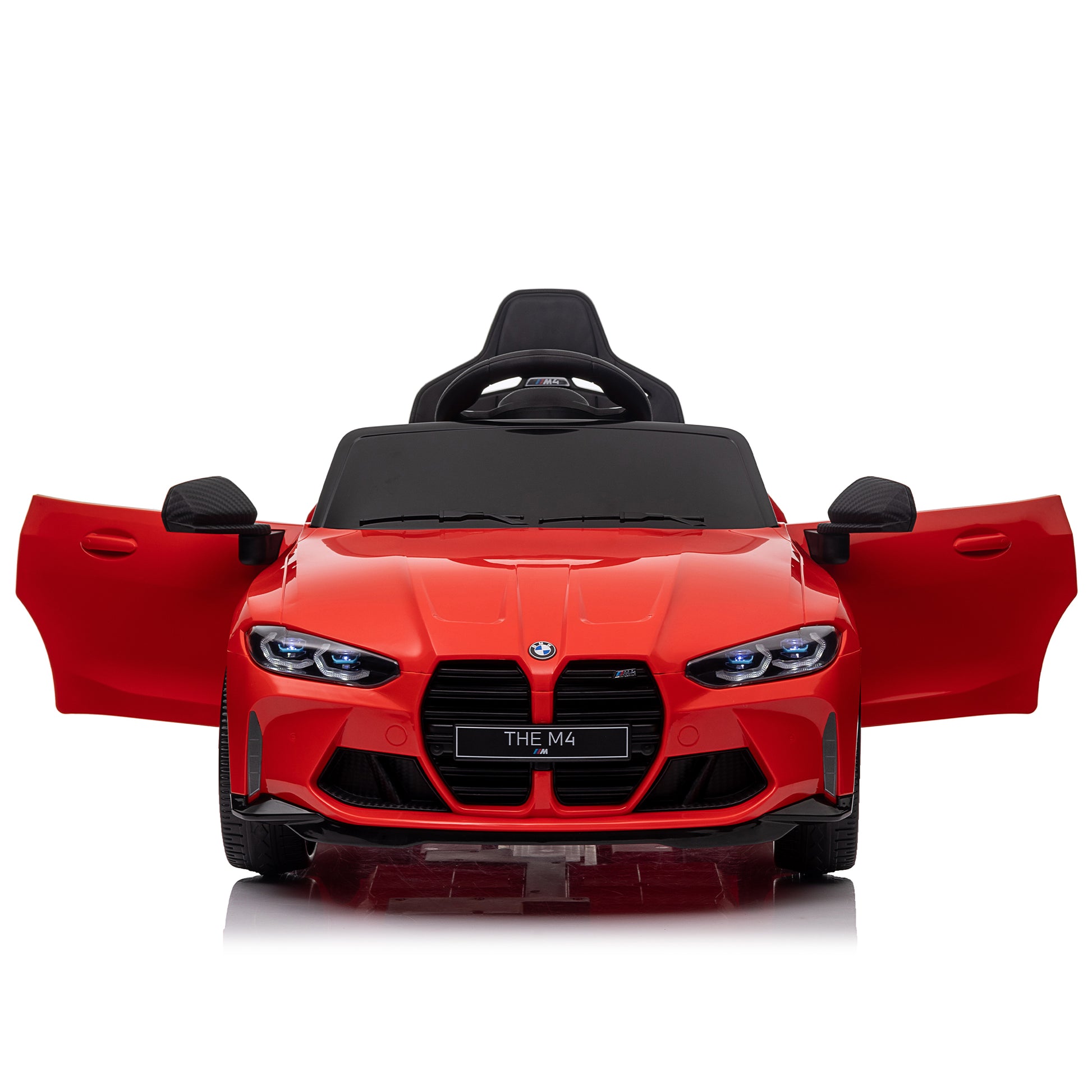 Bmw M4 12V Kids Ride On Toy Car 2.4G W Parents Remote Control,Three Speed Adjustable,Power Display, Usb,Mp3 ,Bluetooth,Led Light,Story,A Handle With Wheels And A Pull, Easy To Carry Red Polyethylene