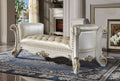 Vendome Bench, Synthetic Leather & Antique Pearl Finish Bd01522 Antique White Pu Leather