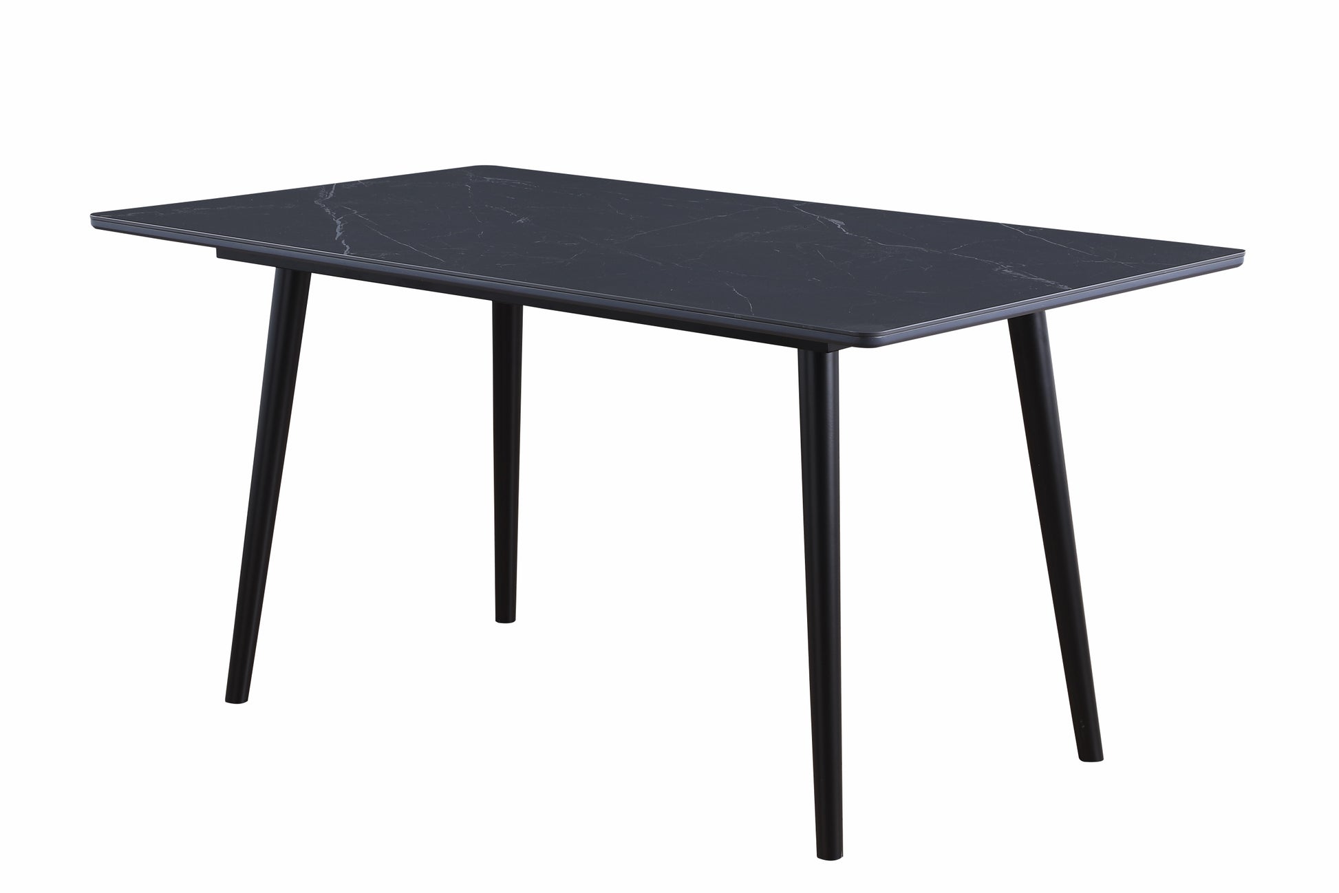 Modern Contemporary 5Pc Dining Set Black Sintered Stone Table And Gray Chairs Fabric Upholstered Stylish Furniture Black Gray Seats 4 Dining Room 60 Inches Contemporary,Modern,Ultra Modern Rectangular Dining Table With Chair Sintered Stone