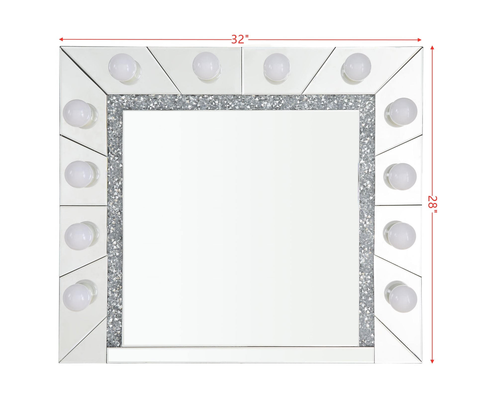 Noralie Accent Mirror Mirrored & Faux Diamonds Ac00762 Silver Glass