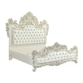 Adara Ek Bed Pearl White Pu & Antique White Finish Bd01248Ek Antique White Pu