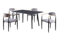 Modern Contemporary 5Pc Dining Set Black Sintered Stone Table And Gray Chairs Fabric Upholstered Stylish Furniture Black Gray Seats 4 Dining Room 60 Inches Contemporary,Modern,Ultra Modern Rectangular Dining Table With Chair Sintered Stone