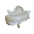 Vendome Chaise W 2 Pillows, Synthetic Leather & Antique Pearl Finish Bd01523 Antique White Pu Leather
