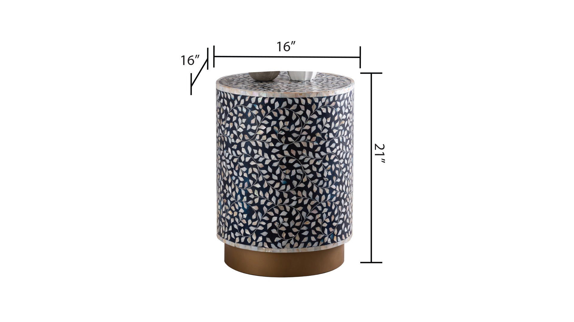 Luxe End Table Navy Navy Primary Living Space Modern Tabeltop Round Coffee & End Tables Round Wood Pedestal