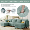 Modern Large U Shape Modular Sectional Sofa, Convertible Sofa Bed With Reversible Chaise For Living Room, Storage Seat Light Green Linen