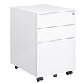 3 Drawer Mobile File Cabinet With Lock Steel File Cabinet For Legal Letter A4 F4 Size, Fully Assembled Except For Wheels, Home Office Design White Metal