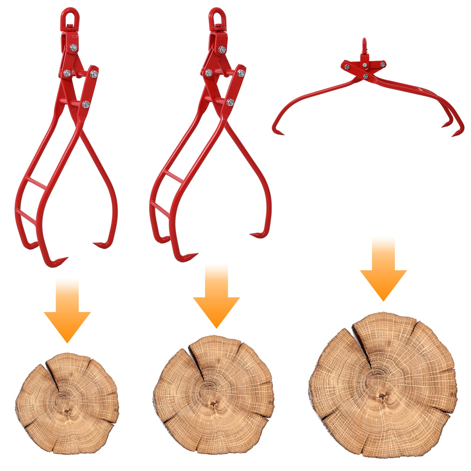 36In 3 Claw Log Grapple For Logging Tongs, Eagle Claws Design Log Lifting Tongs Log Grabs, Timber Lifting Tongs For Truck, Atv, Tractor And Skidder Red Steel