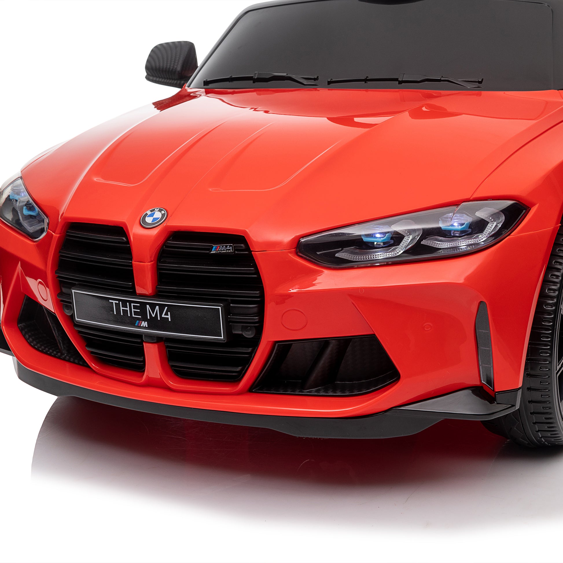 Bmw M4 12V Kids Ride On Toy Car 2.4G W Parents Remote Control,Three Speed Adjustable,Power Display, Usb,Mp3 ,Bluetooth,Led Light,Story,A Handle With Wheels And A Pull, Easy To Carry Red Polyethylene