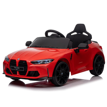 Bmw M4 12V Kids Ride On Toy Car 2.4G W Parents Remote Control,Three Speed Adjustable,Power Display, Usb,Mp3 ,Bluetooth,Led Light,Story,A Handle With Wheels And A Pull, Easy To Carry Red Polyethylene