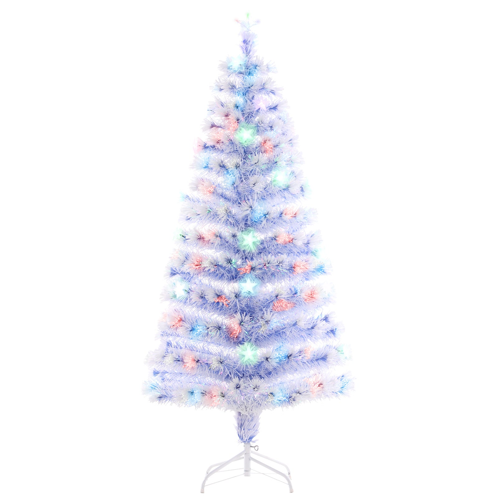 5Ft Tall Pre Lit Douglas Fir Artificial Christmas Tree With Realistic Branches, Multi Color Led Lights, Fiber Optics And 180 Tips White Blue Antique Blue Abs