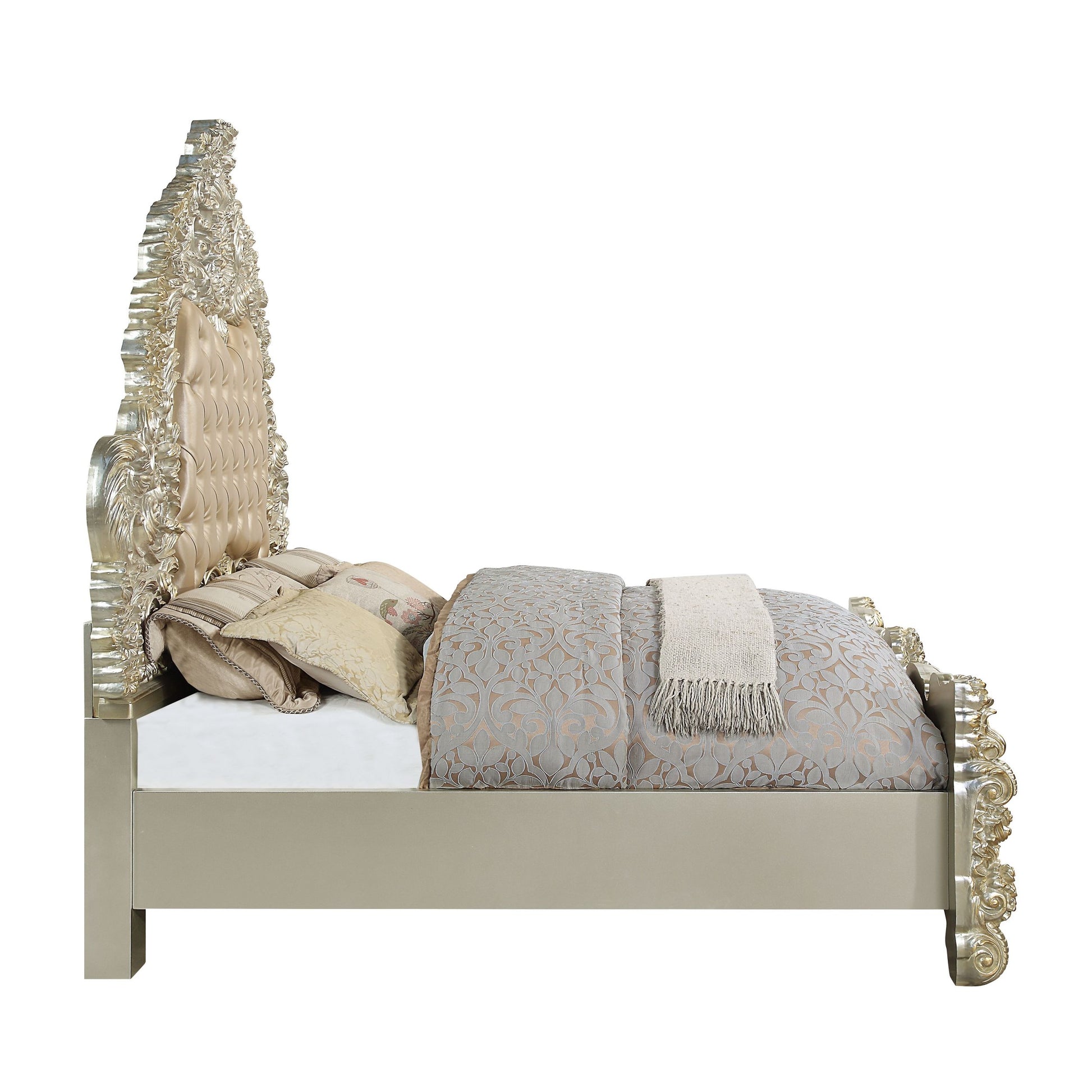 Sorina Ek Bed Pu & Antique Gold Finish Bd01241Ek Gold Pu