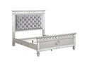 Varian Twin Bed Gray Velvet, Silver & Mirrored Finish Bd01412T Twin Silver Solid Wood Mdf