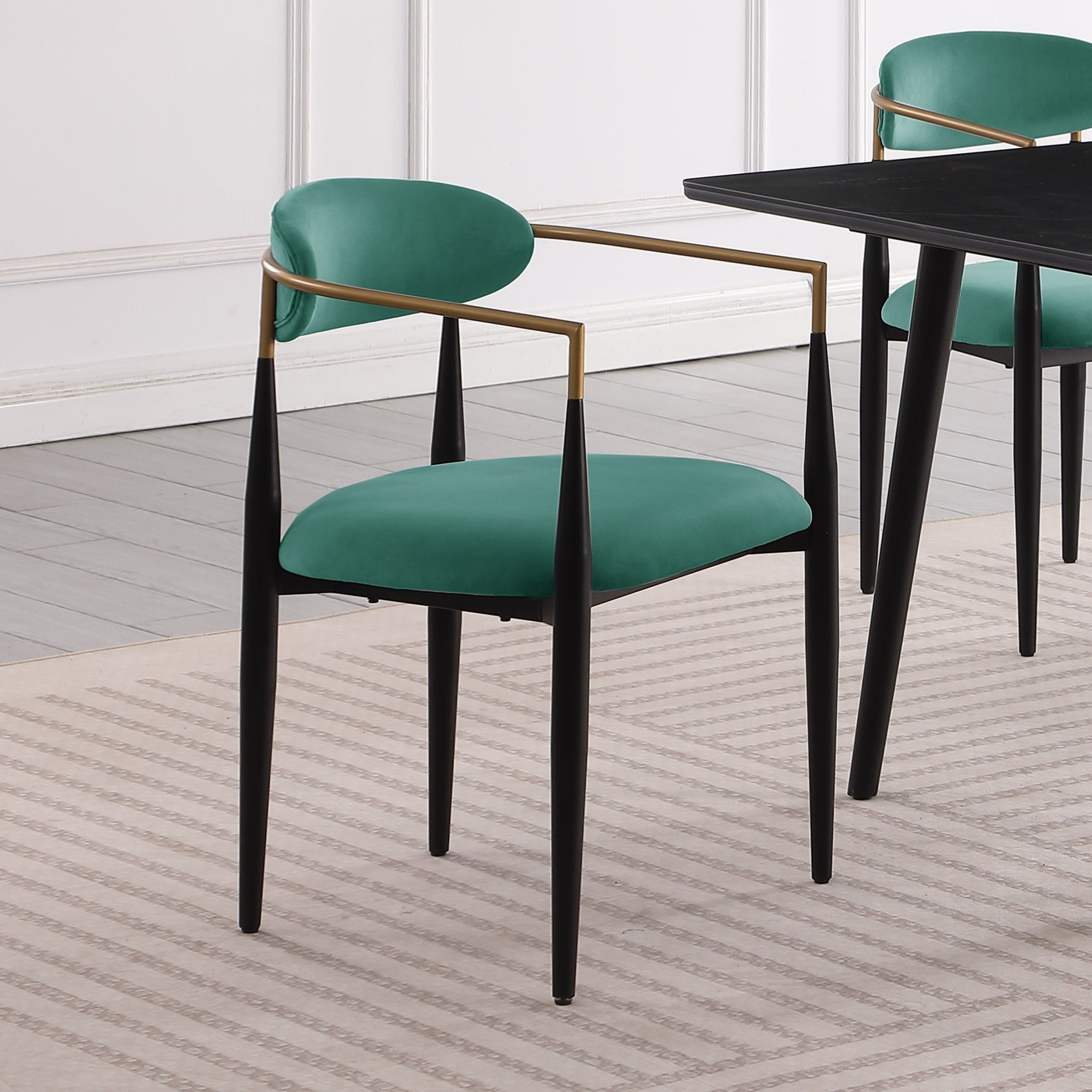 Modern Contemporary 2Pcs Side Chairs Green Fabric Upholstered Ultra Stylish Chairs Set Green Dining Room Contemporary,Modern,Ultra Modern Fabric