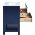 Viedo Modern 30Inch Navy Blue White Bathroom Vanity Cabinet Combo With Openstorge, Two Drawers Blue Solid Wood Mdf