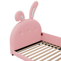 Twin Size Upholstered Rabbit Shape Princess Bed ,Twin Size Platform Bed With Headboard And Footboard,Pink Pink Pu