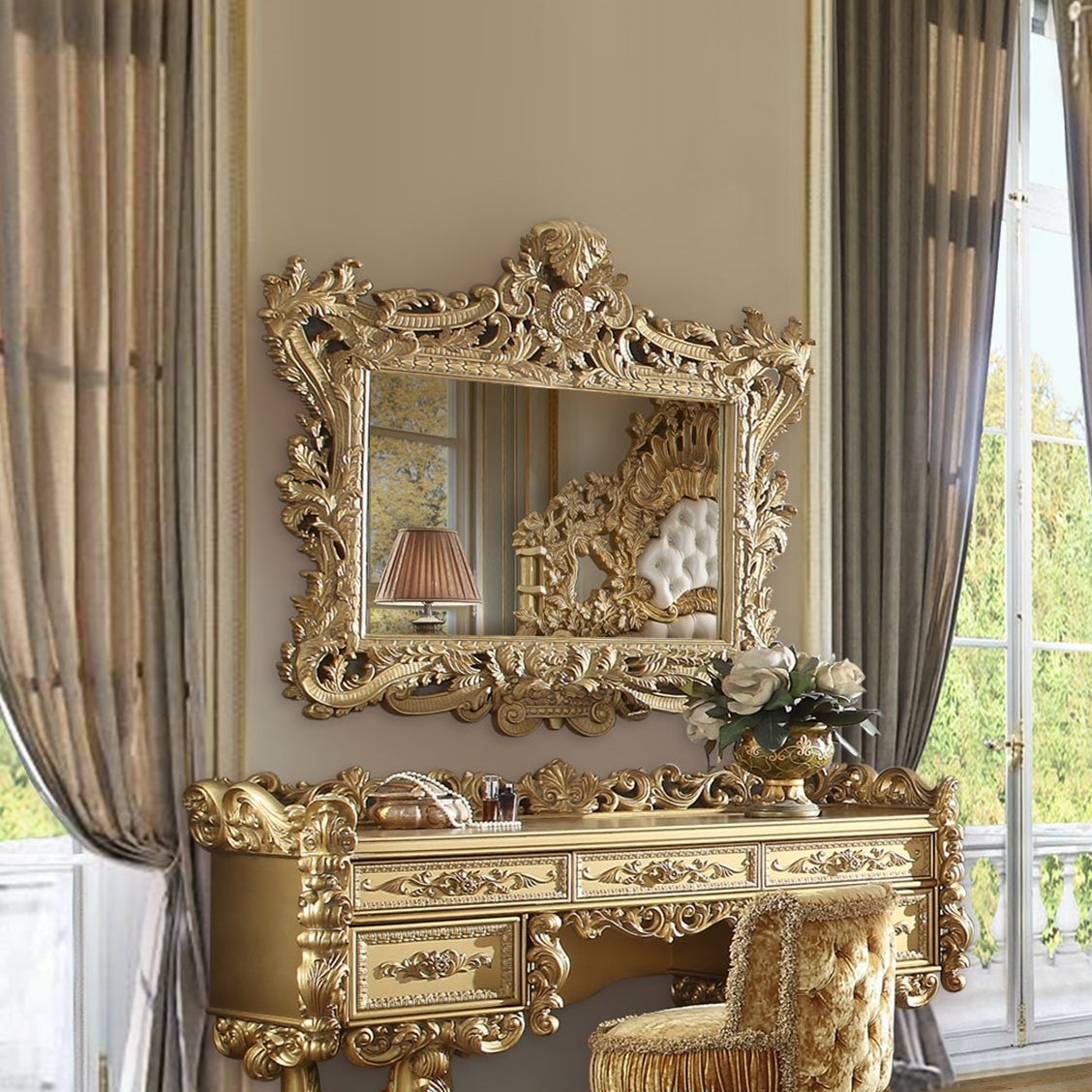 Bernadette Mirror Gold Finish Bd01476 Gold Mdf