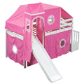 Twin Size Loft Bed With Tent And Tower Pink Pink Solid Wood