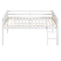 Wood Twin Size Loft Bed With Hanging Clothes Racks, White Box Spring Not Required Twin White Wood Bedroom Solid Wood Mdf