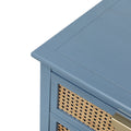 American Furniture,2 Drawer Side Table,Naturel Rattan,End Table,Suitable For Bedroom, Living Room, Study Blue Mdf