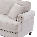 Living Room Furniture, Modern 3 Piece Including Three Seater, Loveseat And Single Chair,Chenille Modern Upholstered Sofa Set, White White Brown Chenille Wood Primary Living Space Medium Soft Cushion Back American Design Birch Armless Polyester Chenille 3