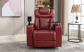 270 Degree Swivel Pu Leather Power Recliner Individual Seat Home Theater Recliner With Comforable Backrest, Tray Table, Phone Holder, Cup Holder, Usb Port, Hidden Arm Storage For Living Room, Red Red Foam Pu Leather