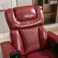 270 Degree Swivel Pu Leather Power Recliner Individual Seat Home Theater Recliner With Comforable Backrest, Tray Table, Phone Holder, Cup Holder, Usb Port, Hidden Arm Storage For Living Room, Red Red Foam Pu Leather