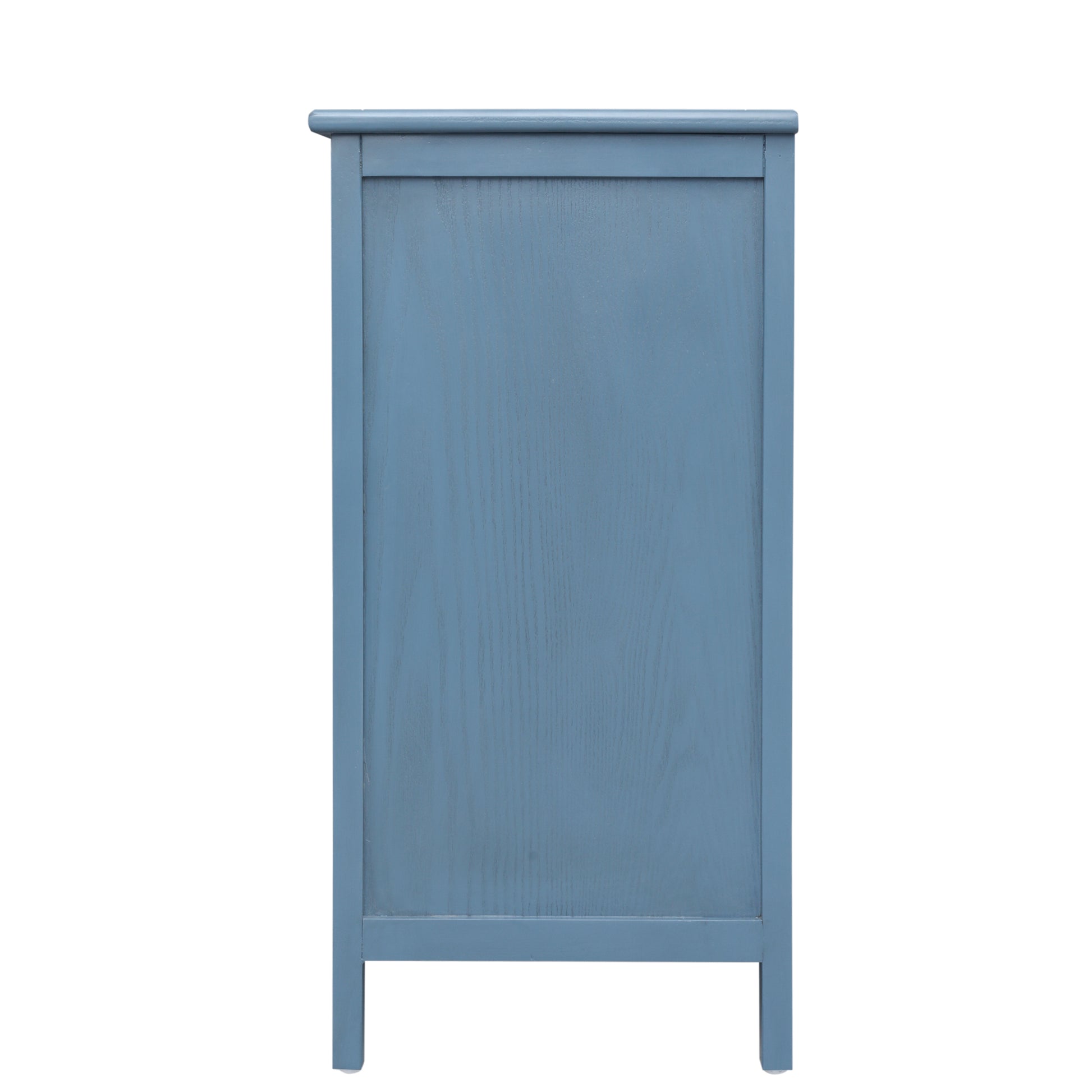 3 Drawer Cabinet,Natural Rattan,American Furniture,Suitable For Bedroom, Living Room, Study Blue Mdf