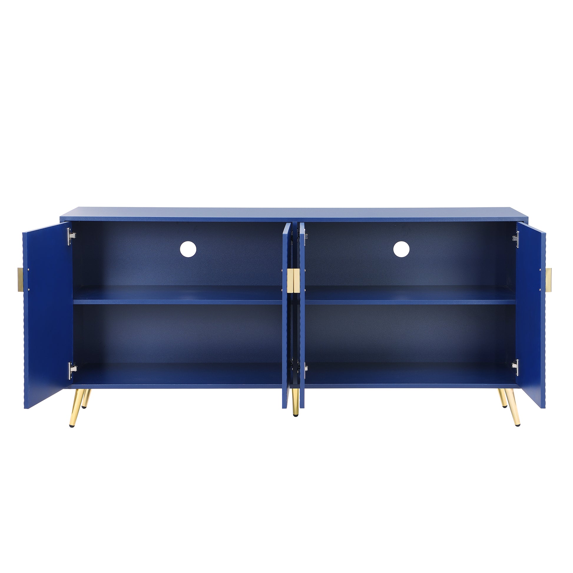 Tv Stand For 60 Inch Tv, Entertainment Center Tv Media Console Table, Modern Tv Stand With Storage, Tv Console Cabinet Furniture For Living Room Navy Blue Mdf