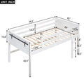 Wood Twin Size Loft Bed With Hanging Clothes Racks, White Box Spring Not Required Twin White Wood Bedroom Solid Wood Mdf