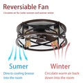 18Inch Caged Ceiling Fan With Lights Remote Control For App Note:No On Bulbs Brown Retro Iron