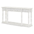 Retro Senior Console Table For Hallway Living Room Bedroom With 4 Front Facing Storage Drawers And 1 Shelf Antique White Mdf