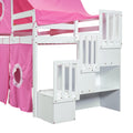 Twin Size Loft Bed With Tent And Tower Pink Pink Solid Wood