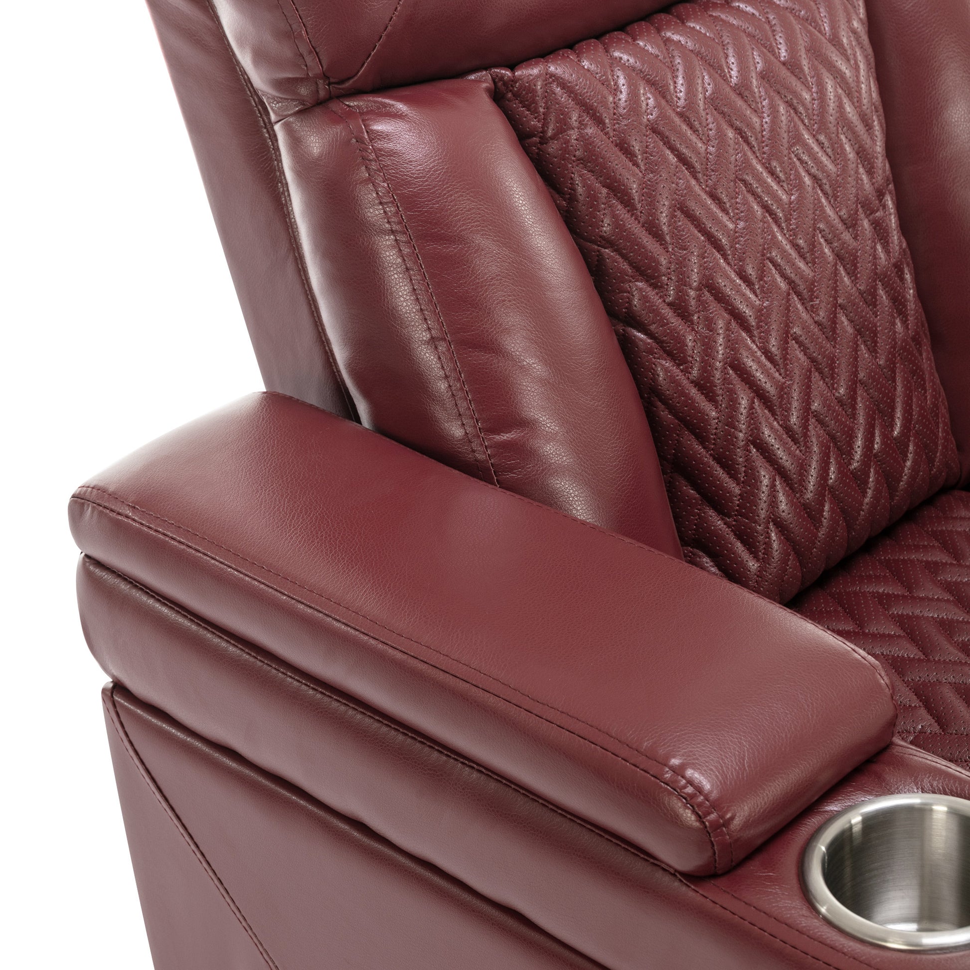 270 Degree Swivel Pu Leather Power Recliner Individual Seat Home Theater Recliner With Comforable Backrest, Tray Table, Phone Holder, Cup Holder, Usb Port, Hidden Arm Storage For Living Room, Red Red Foam Pu Leather