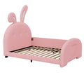 Twin Size Upholstered Rabbit Shape Princess Bed ,Twin Size Platform Bed With Headboard And Footboard,Pink Pink Pu