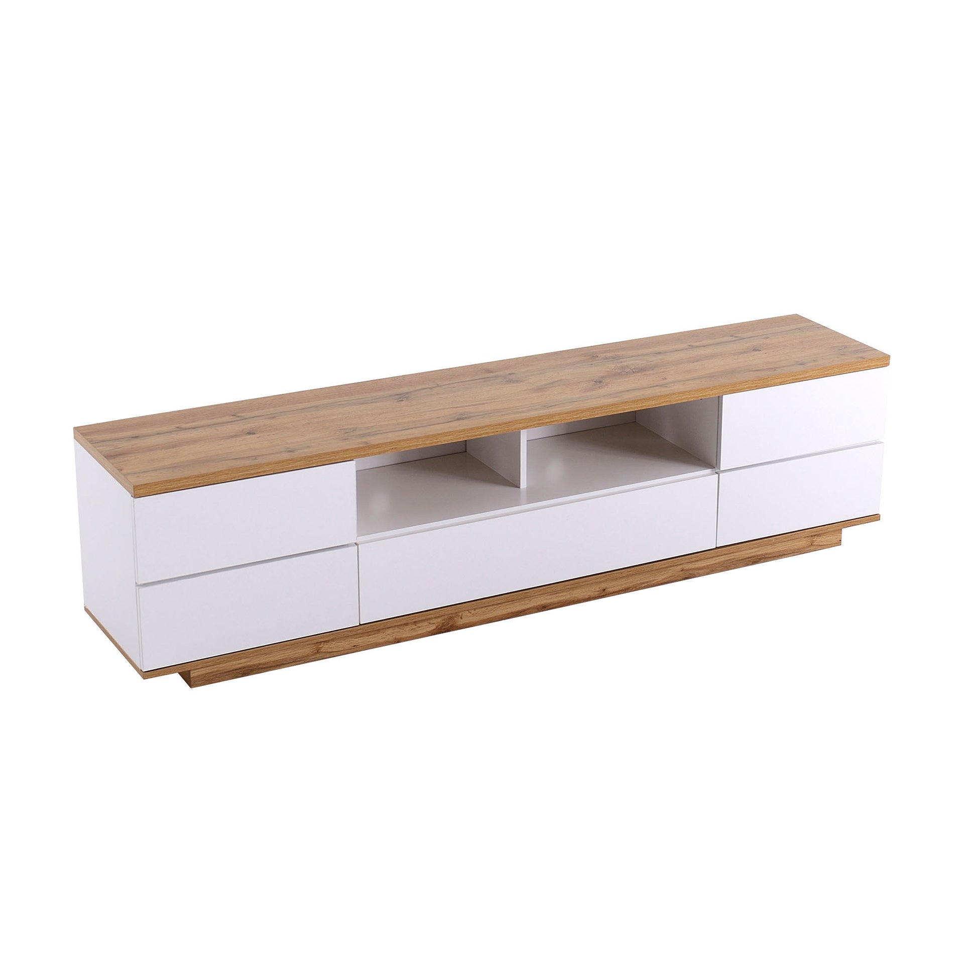 Modern Tv Stand For Tvs Up To 80''Media Console With Multi Functional Storage, Entertainment Center With Door Rebound Device, Tv Cabinet For Living Room,Bedroom White Natural Primary Living Space 70 79 Inches 70 79 Inches 75 Inches Mdf