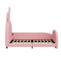 Twin Size Upholstered Rabbit Shape Princess Bed ,Twin Size Platform Bed With Headboard And Footboard,Pink Pink Pu