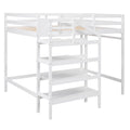 Full Size Loft Bed With Built In Storage Staircase And Hanger For Clothes, White Box Spring Not Required Full White Wood Bedroom Pine