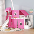 Twin Size Loft Bed With Tent And Tower Pink Pink Solid Wood