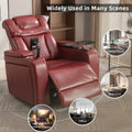 270 Degree Swivel Pu Leather Power Recliner Individual Seat Home Theater Recliner With Comforable Backrest, Tray Table, Phone Holder, Cup Holder, Usb Port, Hidden Arm Storage For Living Room, Red Red Foam Pu Leather