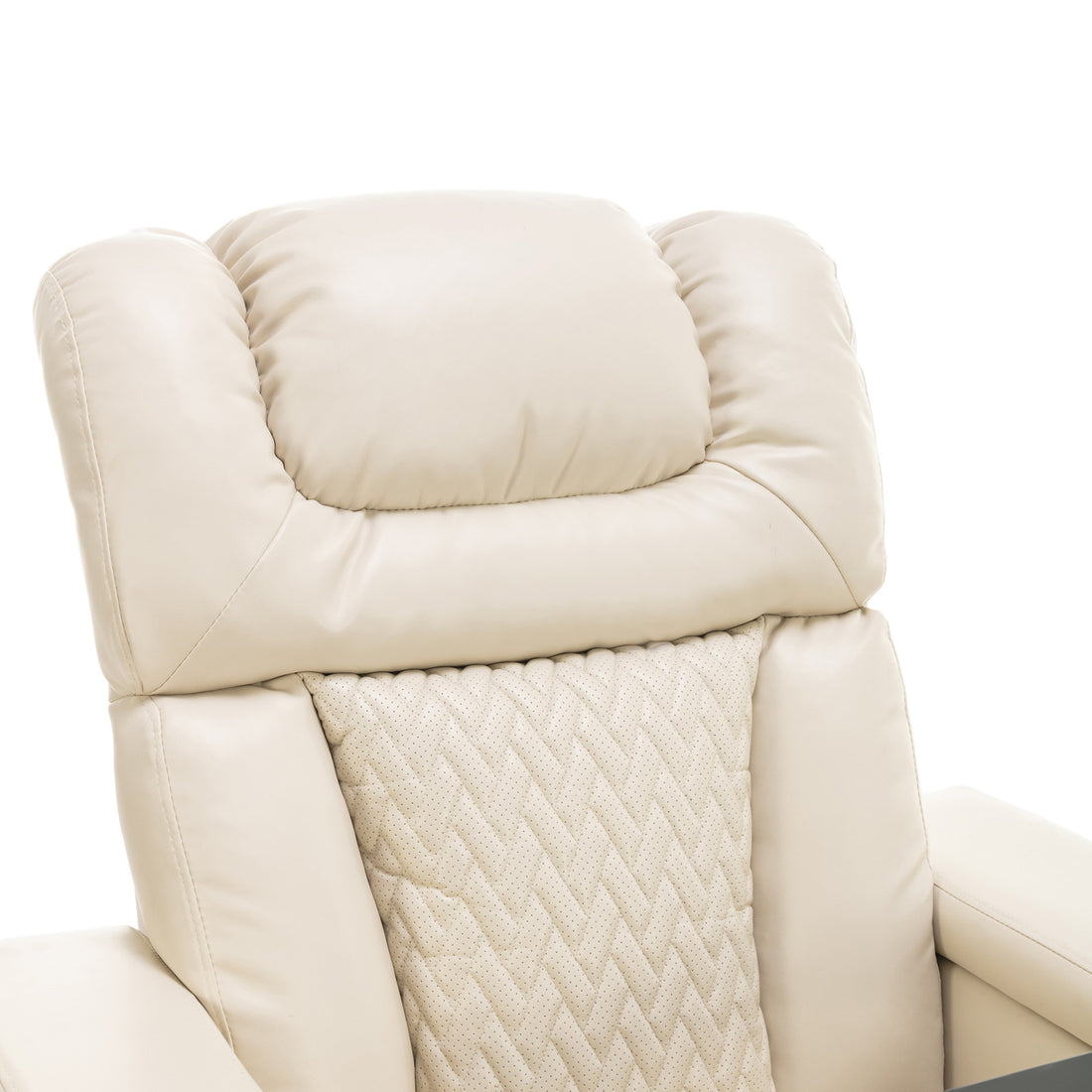 270 Degree Swivel Pu Leather Power Recliner Individual Seat Home Theater Recliner With Comforable Backrest, Tray Table, Phone Holder, Cup Holder, Usb Port, Hidden Arm Storage For Living Room, White White Foam Pu Leather