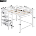 Full Size Loft Bed With Built In Storage Staircase And Hanger For Clothes, White Box Spring Not Required Full White Wood Bedroom Pine