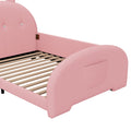 Twin Size Upholstered Rabbit Shape Princess Bed ,Twin Size Platform Bed With Headboard And Footboard,Pink Pink Pu